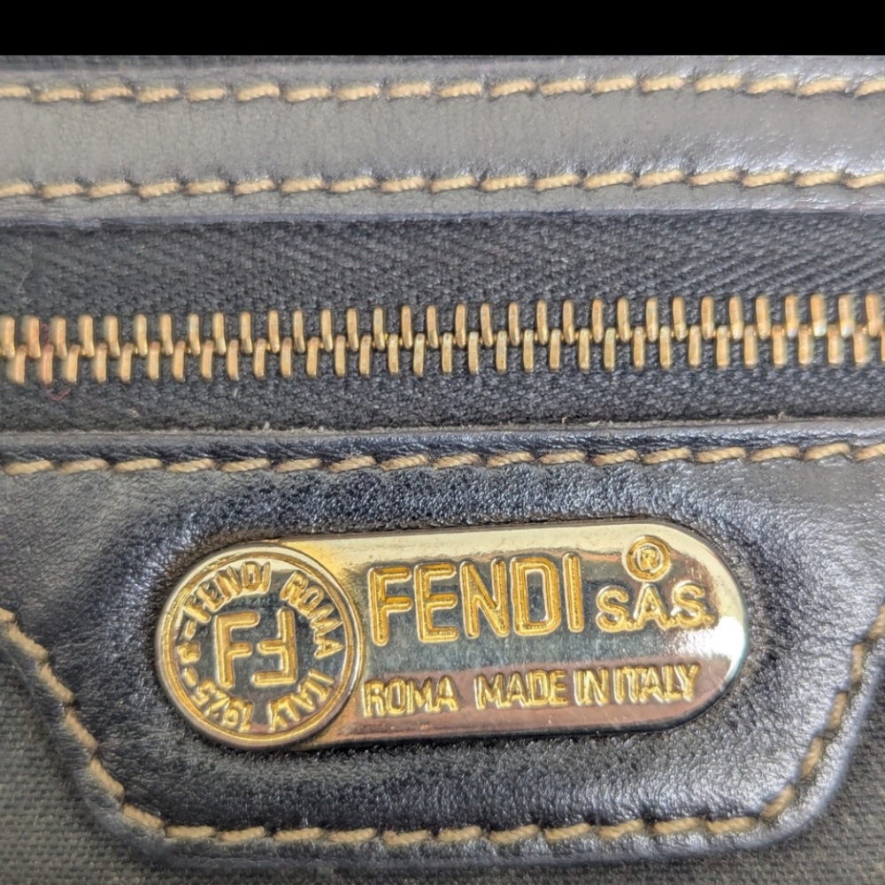 FENDI Black and Taupe Striped Crossbody or Shoulder Bag VTG - Picture 10 of 16